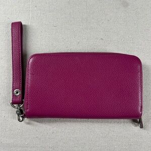 Jewell By Thirty One Wallet Card Holder Clutch Pink Wrist Leather Magenta